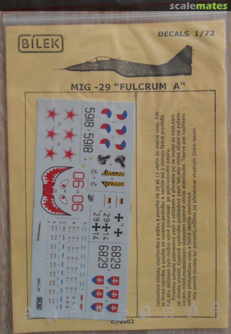 Boxart Mikoyan MiG-29A Fulcrum 72902 Bilek