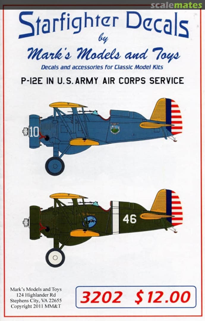 Boxart P-12E in U.S. Army Air Corps Service 3202 Starfighter Decals Boxart P-12E in U.S. Army Air Corps Service 3202 Starfighter Decals