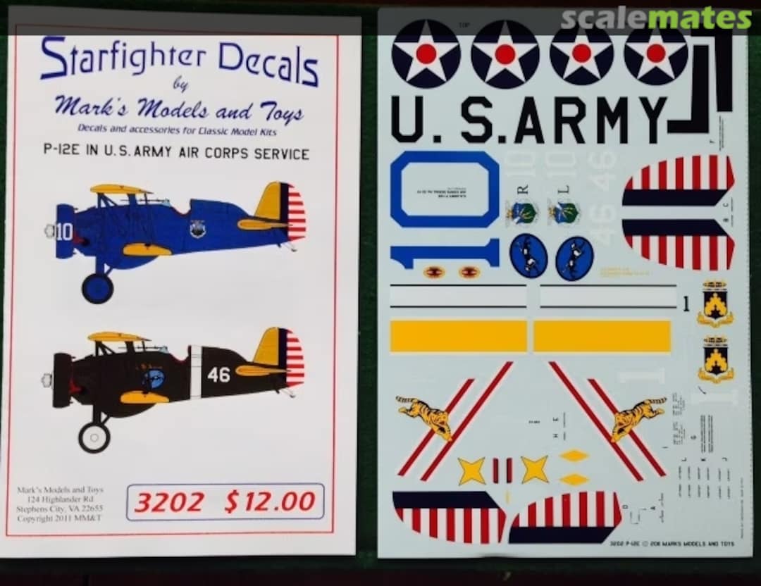 Contents P-12E in U.S. Army Air Corps Service 3202 Starfighter Decals Contents P-12E in U.S. Army Air Corps Service 3202 Starfighter Decals