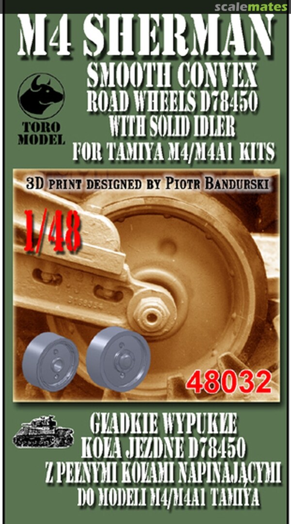 Boxart M4 Sherman - Smooth Convex Road Wheels D78450 with Solid Idler 48032 ToRo Model Boxart M4 Sherman - Smooth Convex Road Wheels D78450 with Solid Idler 48032 ToRo Model
