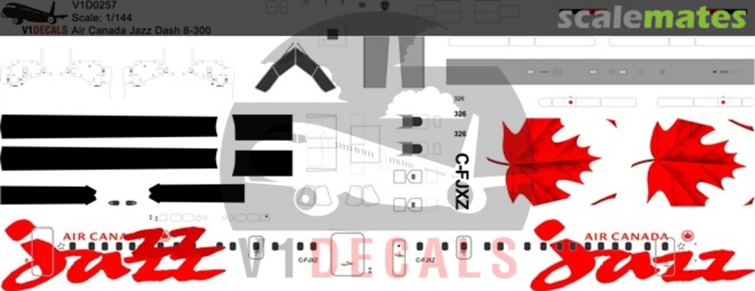 Boxart Air Canada Jazz DeHavilland Dash 8-300 V1D0257-72 V1 Decals