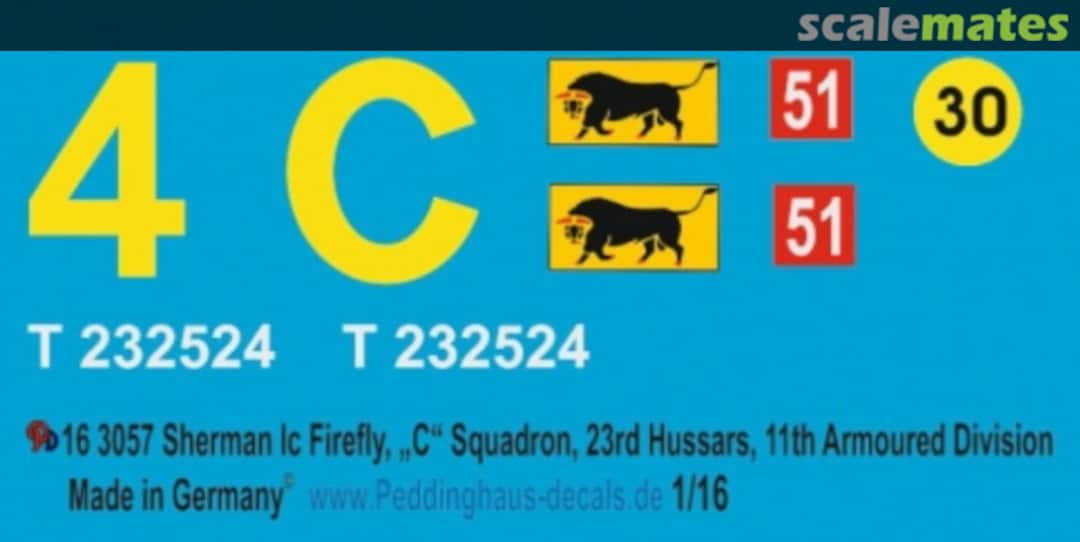 Boxart Sherman Ic Firefly, C Squadron, 23rd Hussars, 11th Armoured Division 16 3057 Peddinghaus-Decals Boxart Sherman Ic Firefly, C Squadron, 23rd Hussars, 11th Armoured Division 16 3057 Peddinghaus-Decals