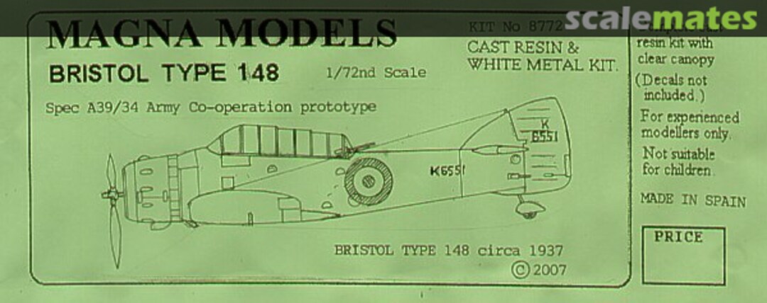 Boxart Bristol Type 148 8772 Magna Models Boxart Bristol Type 148 8772 Magna Models
