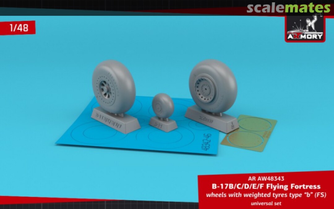 Boxart B-17B/C/D/E/F Flying Fortress wheels w/ weighted tyres type "b" (FS) & PE hubcaps AR AW48343 Armory Boxart B-17B/C/D/E/F Flying Fortress wheels w/ weighted tyres type "b" (FS) & PE hubcaps AR AW48343 Armory