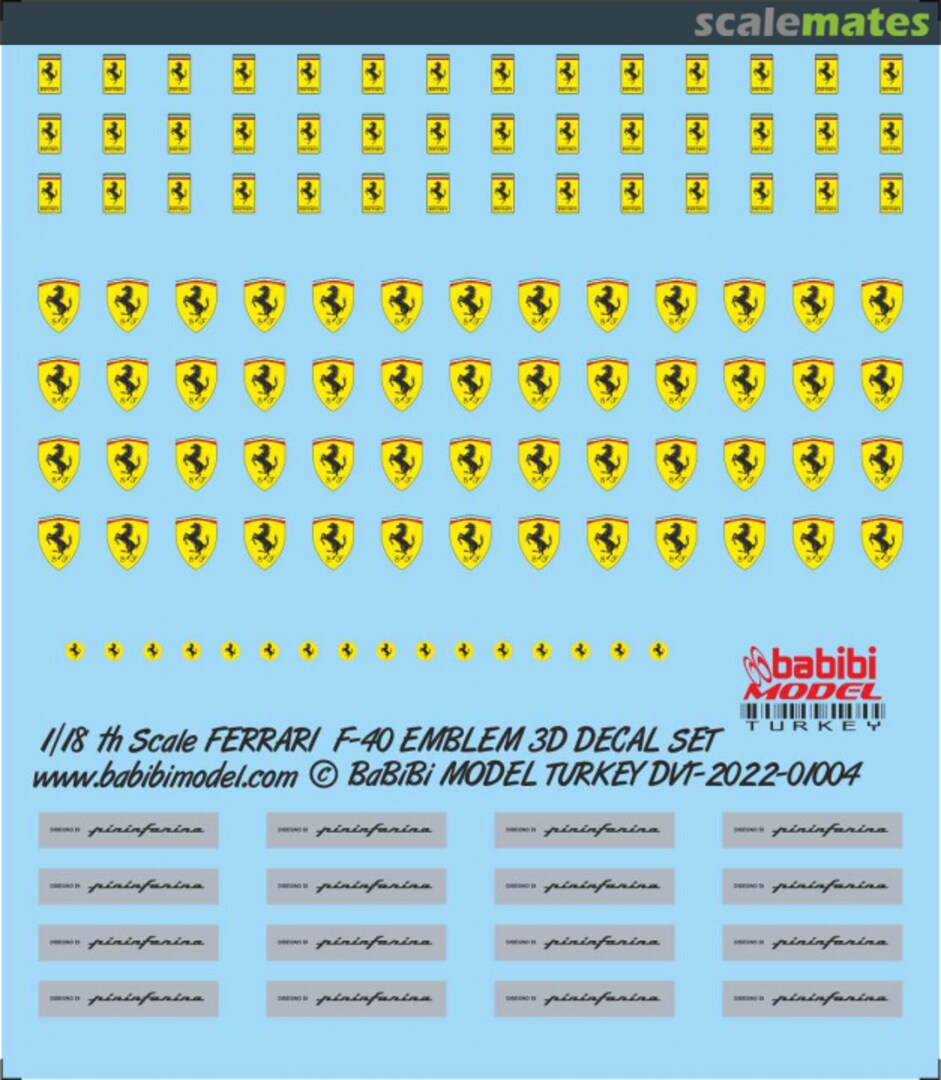 Boxart Ferrari F-40 Emblem 3D Decal Set Dvt-01004 Babibi model Boxart Ferrari F-40 Emblem 3D Decal Set Dvt-01004 Babibi model