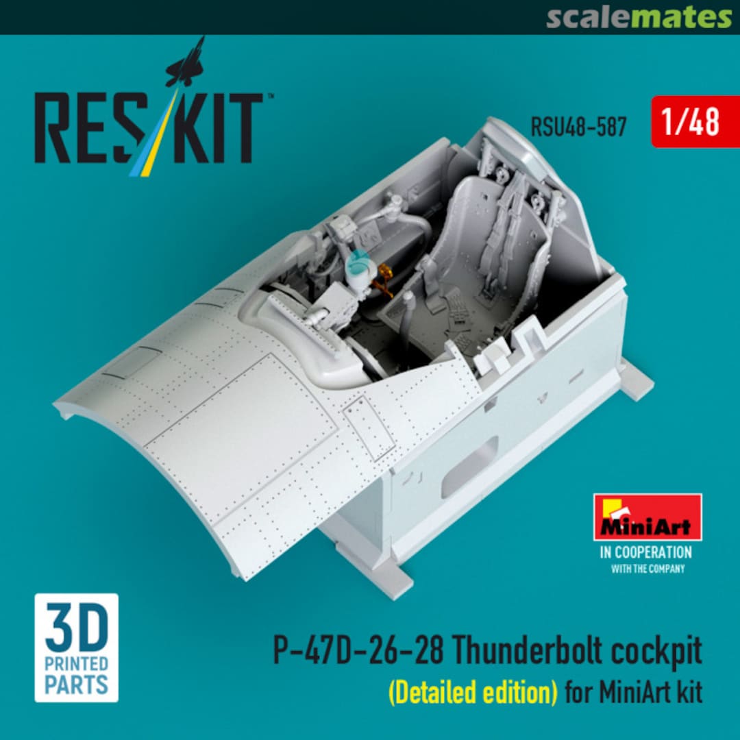 Boxart P-47D-26-28 Thunderbolt cockpit (Detailed edition) RSU48-0587 ResKit Boxart P-47D-26-28 Thunderbolt cockpit (Detailed edition) RSU48-0587 ResKit