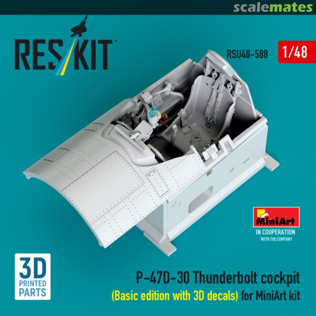 Boxart P-47D-30 Thunderbolt cockpit (Basic edition with 3D decals) RSU48-0588 ResKit Boxart P-47D-30 Thunderbolt cockpit (Basic edition with 3D decals) RSU48-0588 ResKit