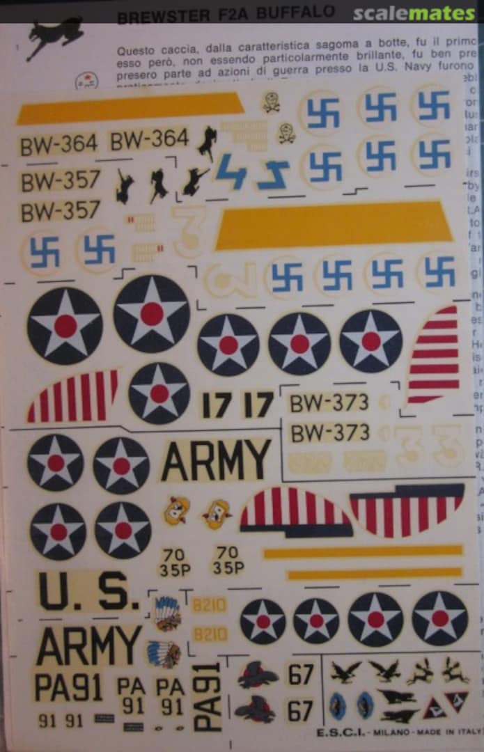 Boxart Brewster F2A Buffalo & Curtiss P-36A Hawk 71 ESCI Boxart Brewster F2A Buffalo & Curtiss P-36A Hawk 71 ESCI