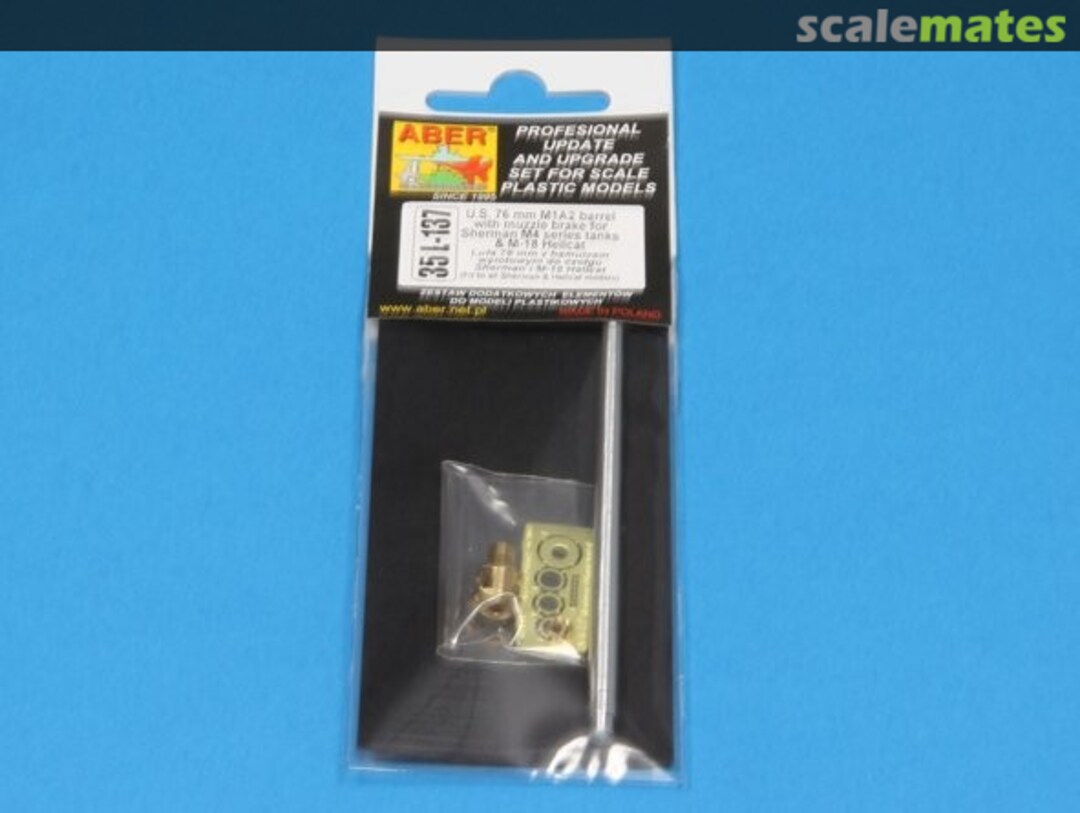 Boxart U.S 76 mm M1A2 barrel with muzzle brake Sherman M4 & M-18 Hellcat 35L137 Aber Boxart U.S 76 mm M1A2 barrel with muzzle brake Sherman M4 & M-18 Hellcat 35L137 Aber