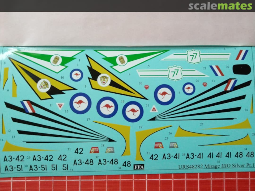 Contents Dassault Mirage IIIEO Australia Silver Pt.1 UR48282 UpRise Decal Contents Dassault Mirage IIIEO Australia Silver Pt.1 UR48282 UpRise Decal