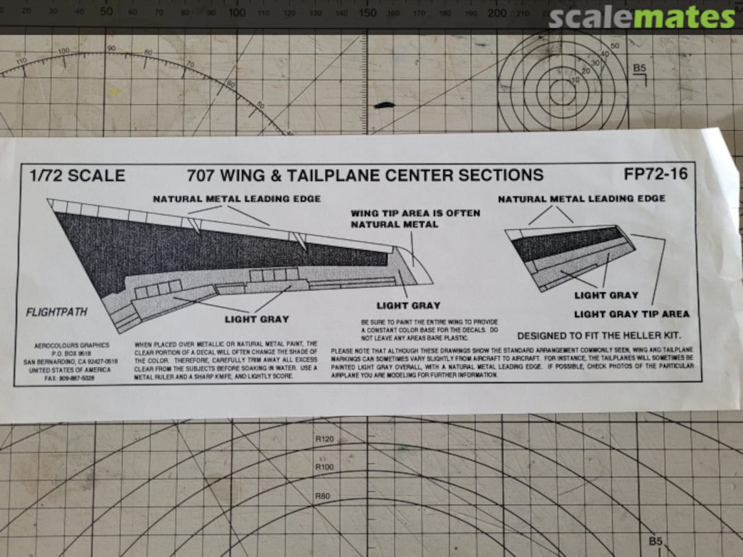 Boxart 707 Wing & Tailplane Center Sections FP72-16 Flightpath Decals Boxart 707 Wing & Tailplane Center Sections FP72-16 Flightpath Decals