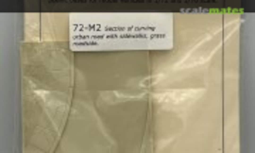 1:72 Section of curving road with sidewalks, grass roadside. (Astra Scale Models, LTD 72-M2) 72-M2