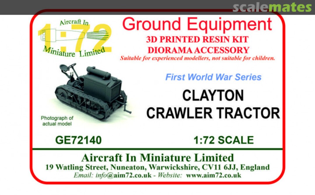 Boxart Clayton Crawler tractor GE72140 Aircraft In Miniature Ltd Boxart Clayton Crawler tractor GE72140 Aircraft In Miniature Ltd