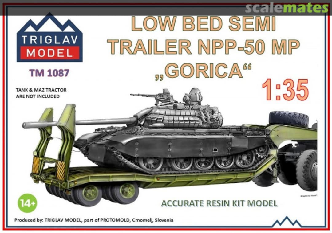 Boxart Low Bed Semi-Trailer NPP-50 MP "Gorica" TM 1087 Triglav model Boxart Low Bed Semi-Trailer NPP-50 MP "Gorica" TM 1087 Triglav model