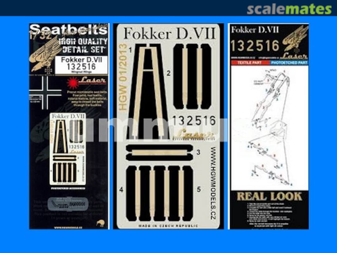 Boxart Fokker D.VII seatbelts - WingNut Wings - 132516 HGW Models Boxart Fokker D.VII seatbelts - WingNut Wings - 132516 HGW Models