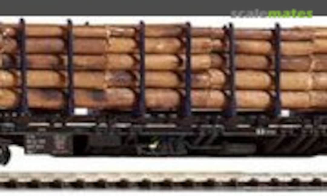 Flatcar Sgjs CD Cargo VI w/Stakes &amp; Wood Load (Piko 54684)