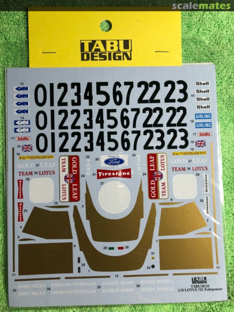 Boxart Lotus 72C Full Sponsor Decal TABU20118 Tabu Design