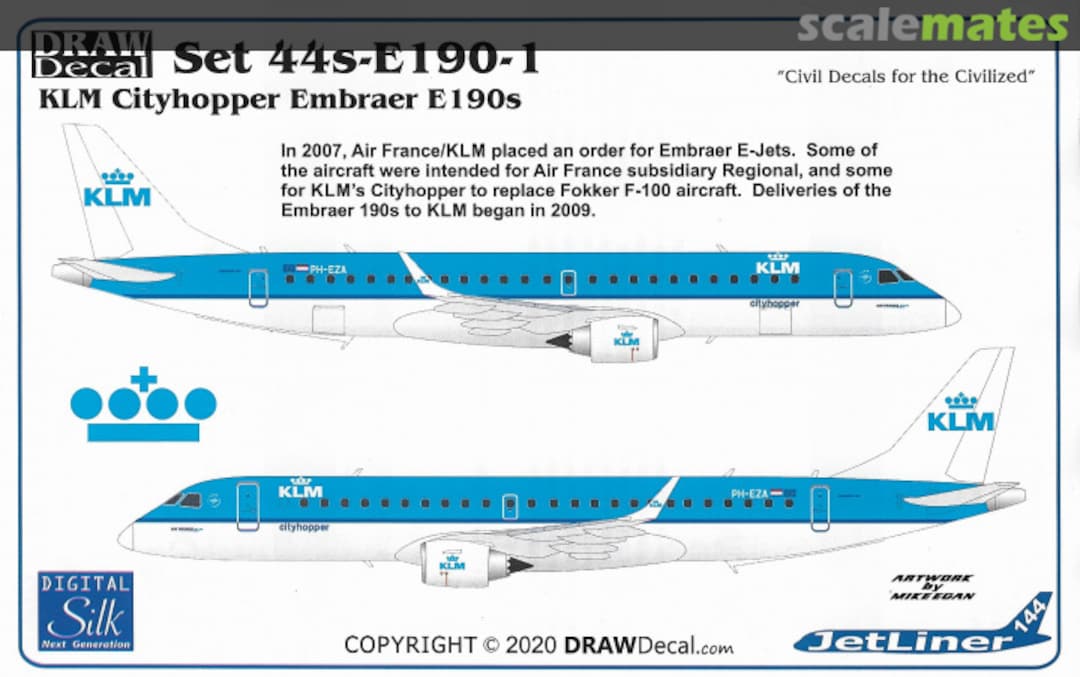Boxart KLM Cityhopper Embraer 190s 44s-E190-1 Draw Decal Boxart KLM Cityhopper Embraer 190s 44s-E190-1 Draw Decal