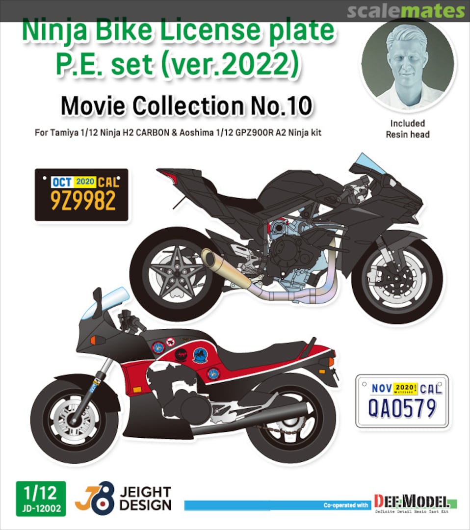 Boxart 1/12 Ninja Bike License plate P.E. set (ver.2022) - Movie Collection No.10 JD-12002 Jeight Design