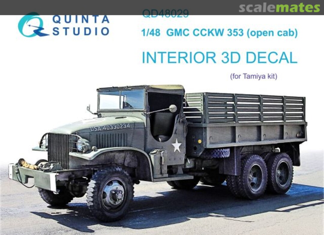 Boxart GMC CCKW 353 (open cab) interior 3D decals QD48029 Quinta Studio Boxart GMC CCKW 353 (open cab) interior 3D decals QD48029 Quinta Studio