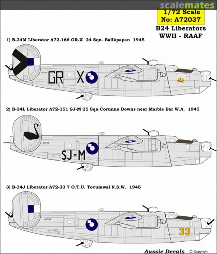 Boxart B-24 Liberators 72037 Aussie Decals Boxart B-24 Liberators 72037 Aussie Decals
