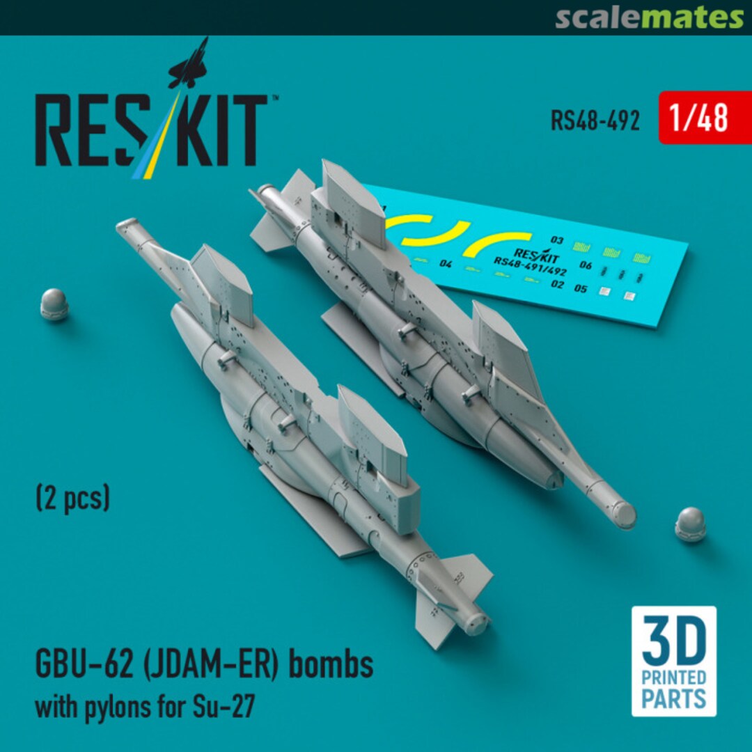 Boxart GBU-62 (JDAM-ER) Bombs With Pylons For Su-27 RS48-0492 ResKit Boxart GBU-62 (JDAM-ER) Bombs With Pylons For Su-27 RS48-0492 ResKit