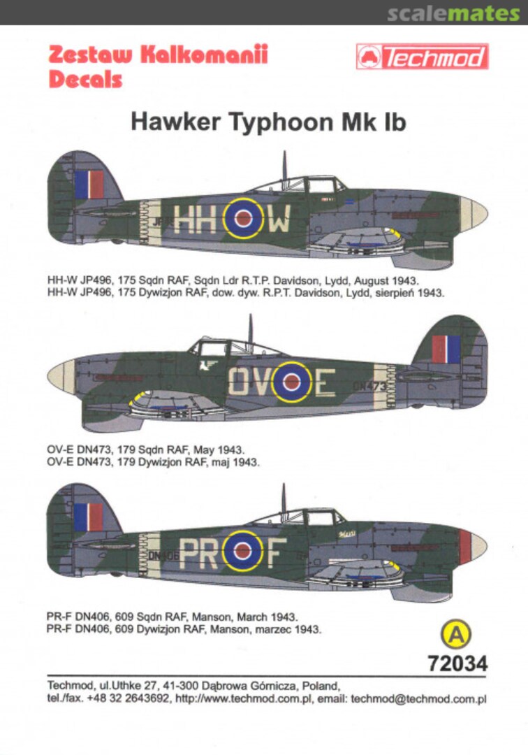 Boxart Hawker Typhoon Mk IB 72034 Techmod Boxart Hawker Typhoon Mk IB 72034 Techmod