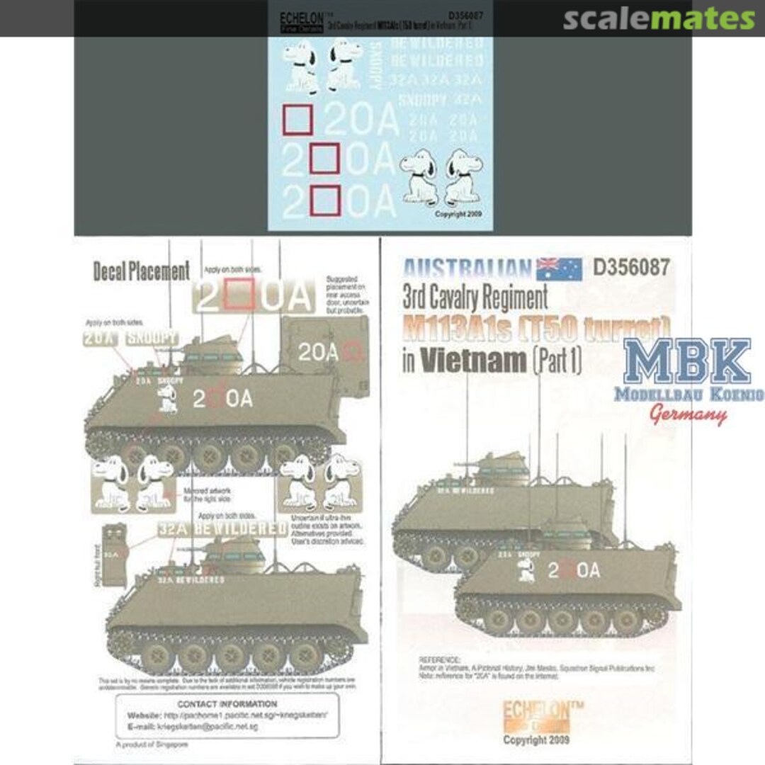 Boxart RAAC 3rd Cav Rgt M113A1s (T50 turret) in Vietnam D356087 Echelon Fine Details Boxart RAAC 3rd Cav Rgt M113A1s (T50 turret) in Vietnam D356087 Echelon Fine Details