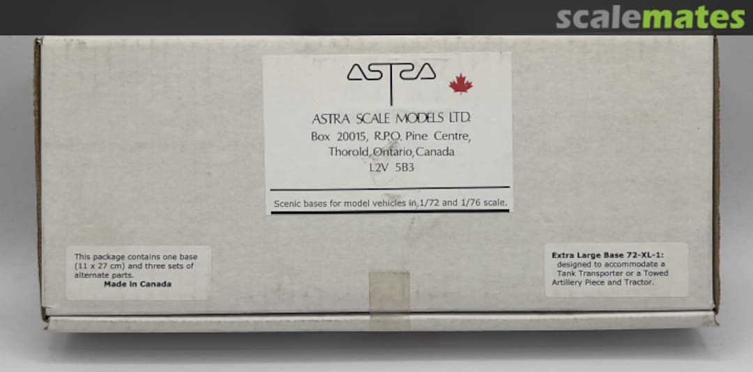 Boxart Extra Large Base: designed to accommodate a Tank Transporter or Towed Artillery Piece and Tractor. 72-XL-1 Astra Scale Models, LTD Boxart Extra Large Base: designed to accommodate a Tank Transporter or Towed Artillery Piece and Tractor. 72-XL-1 Astra Scale Models, LTD