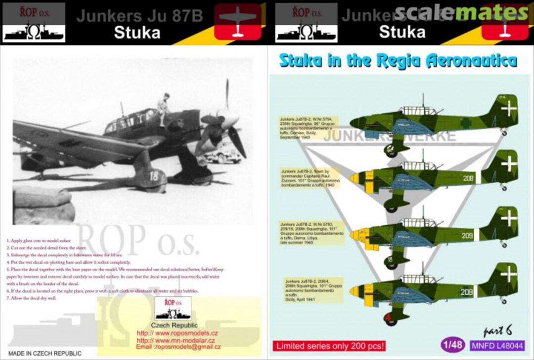 Boxart JUNKERS JU-87B STUKA - STUKA IN THE REGIA AERONAUTICA MNFDL48044 ROP o.s. Boxart JUNKERS JU-87B STUKA - STUKA IN THE REGIA AERONAUTICA MNFDL48044 ROP o.s.