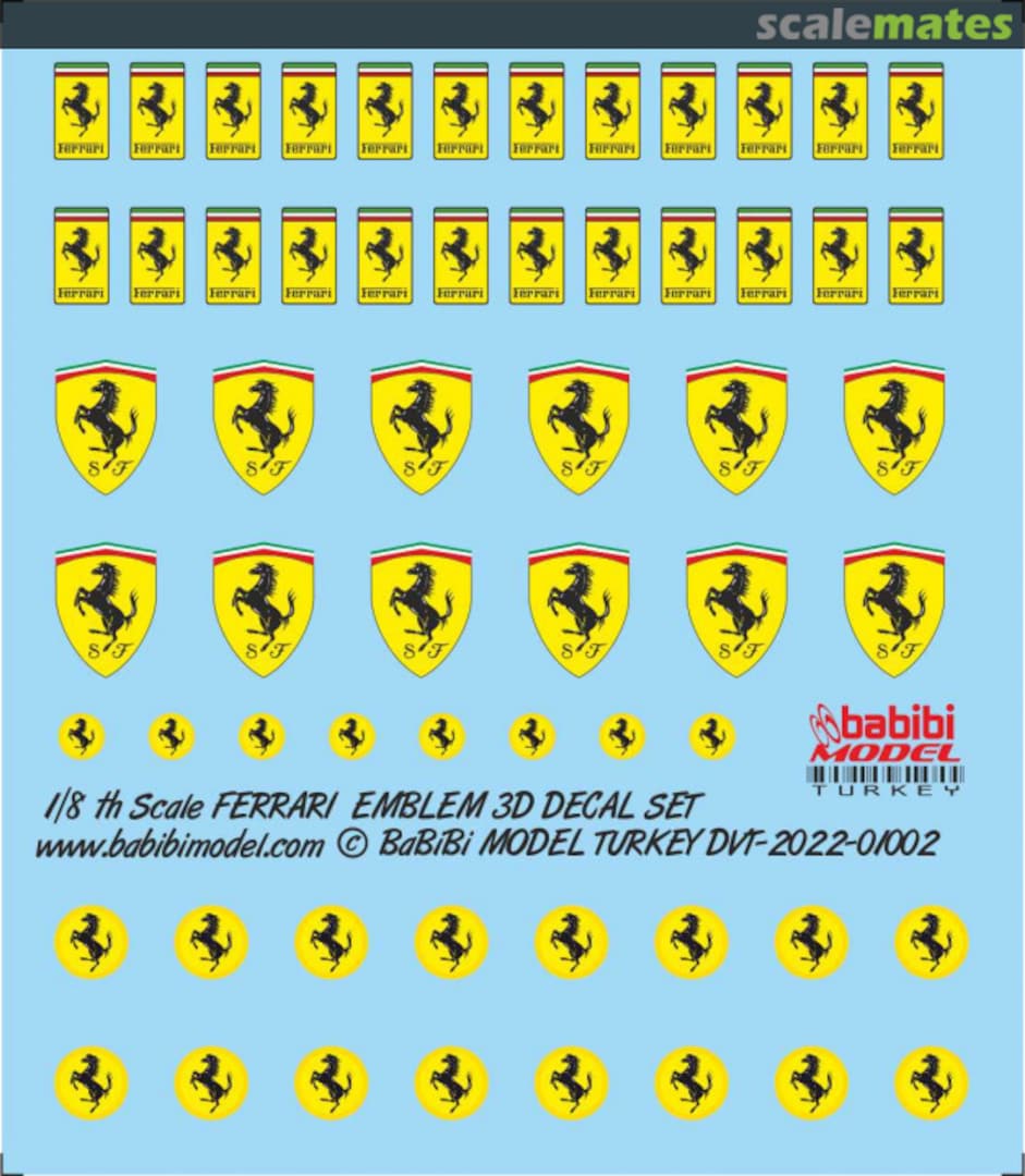 Boxart Ferrari Emblem 3D Decal Set Dvt-01002 Babibi model Boxart Ferrari Emblem 3D Decal Set Dvt-01002 Babibi model