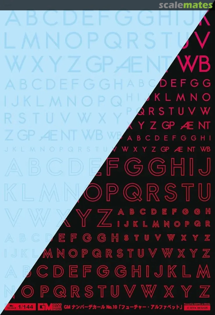Boxart GM Font Decal No.10 Future Alphabet Clear & Neon Fire Red GM-869 MYK Design Boxart GM Font Decal No.10 Future Alphabet Clear & Neon Fire Red GM-869 MYK Design