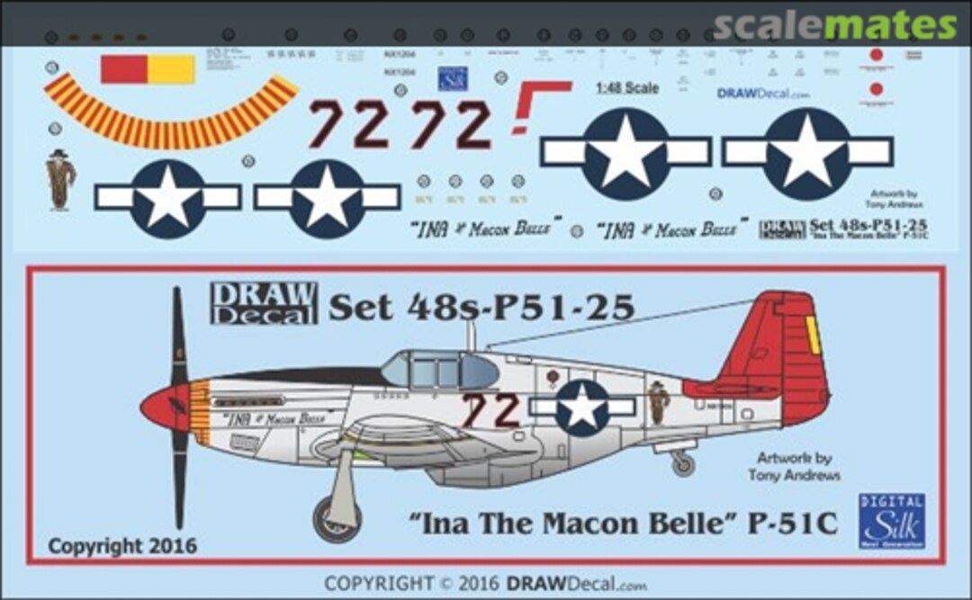 Boxart P-51C "Ina The Macon Belle" 48-P51-25 Draw Decal Boxart P-51C "Ina The Macon Belle" 48-P51-25 Draw Decal