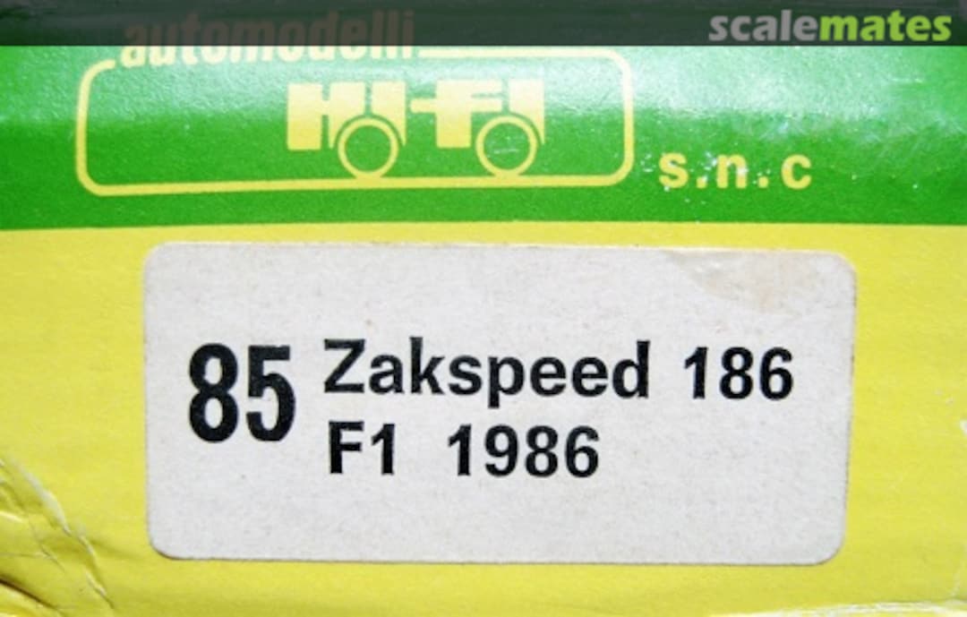 Boxart Zakspeed 861 F1 "West" 85 Hi Fi Automodelli Boxart Zakspeed 861 F1 "West" 85 Hi Fi Automodelli