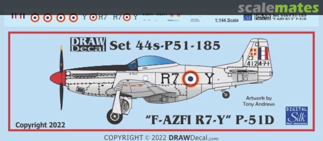 Boxart “F-AZFI R7-Y” P-51D 44-P51-185 Draw Decal Boxart “F-AZFI R7-Y” P-51D 44-P51-185 Draw Decal