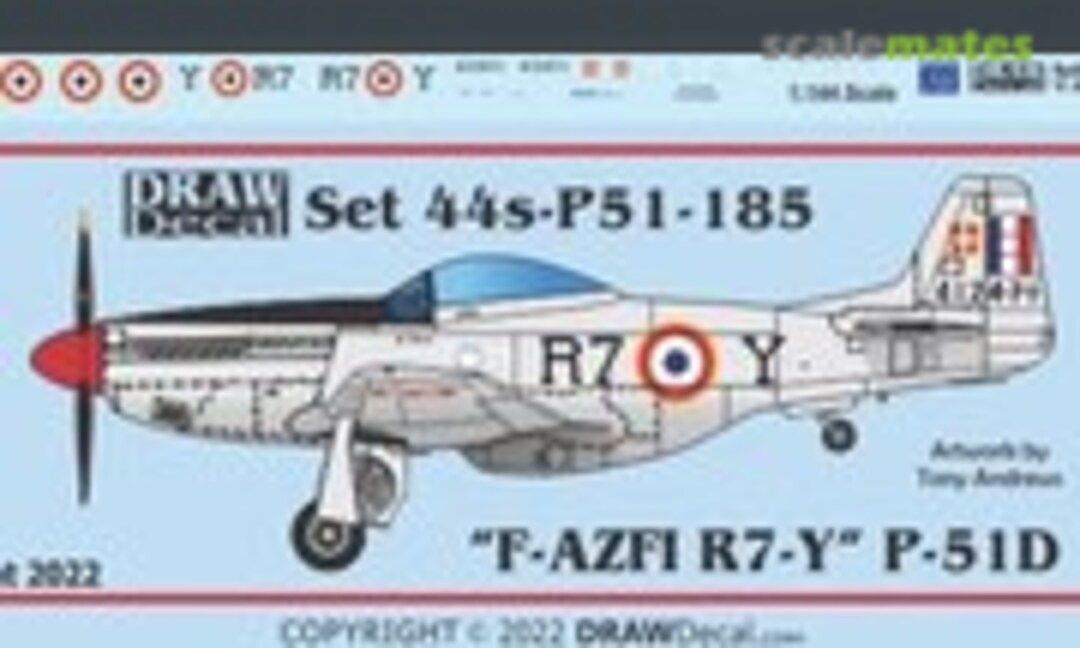1:144 “F-AZFI R7-Y” P-51D (Draw Decal 44-P51-185) 44-P51-185