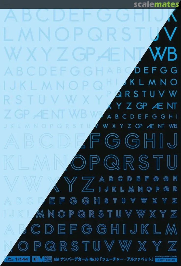 Boxart GM Font Decal No.10 Future Alphabet Clear & Neon Splash Blue GM-870 MYK Design Boxart GM Font Decal No.10 Future Alphabet Clear & Neon Splash Blue GM-870 MYK Design