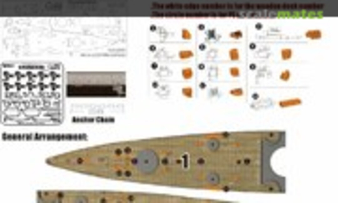 1:700 German Navy Battleship Gneisenau Wooden Deck (Wood Hunter W70021) W70021