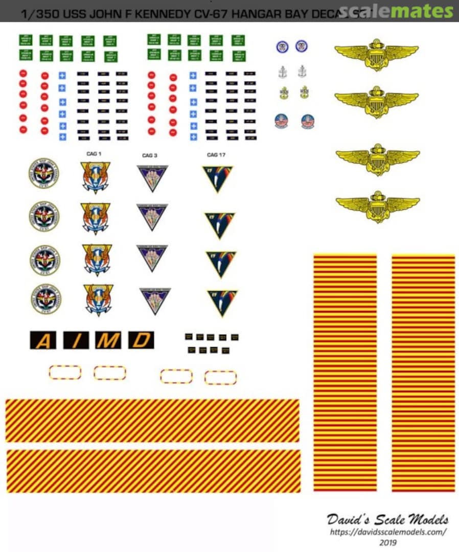 Boxart USS John F. Kennedy CV-67 Hangar Bay Decal Set CV-67-HB-350 David's Scale Models