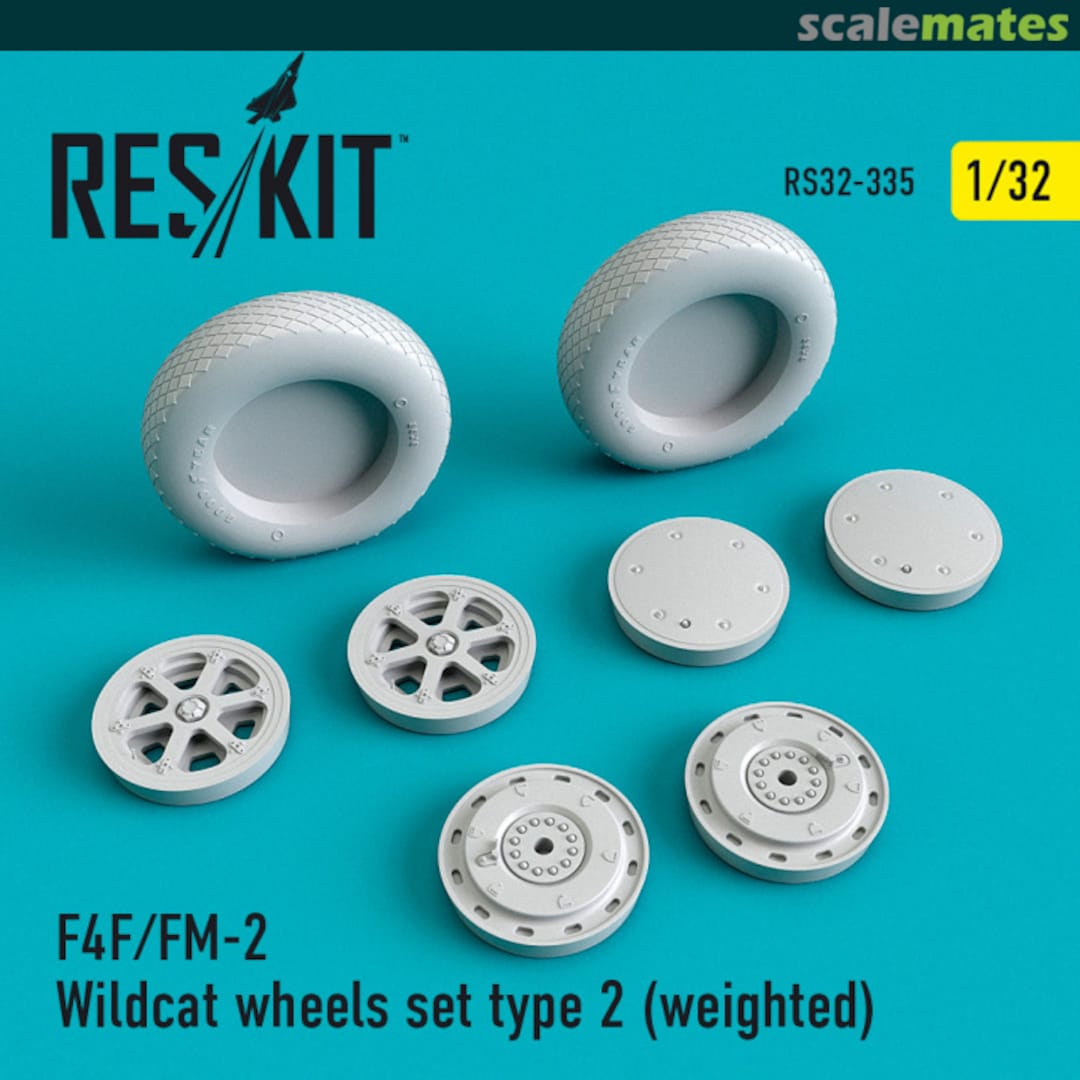Boxart Grumman F4F/FM-2 Wildcat - wheels set type 2 (weighted) RS32-0335 ResKit
