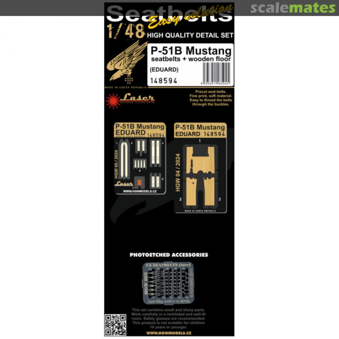 Boxart P-51B Mustang Seatbelts and Wooden Floor 148594 HGW Models Boxart P-51B Mustang Seatbelts and Wooden Floor 148594 HGW Models