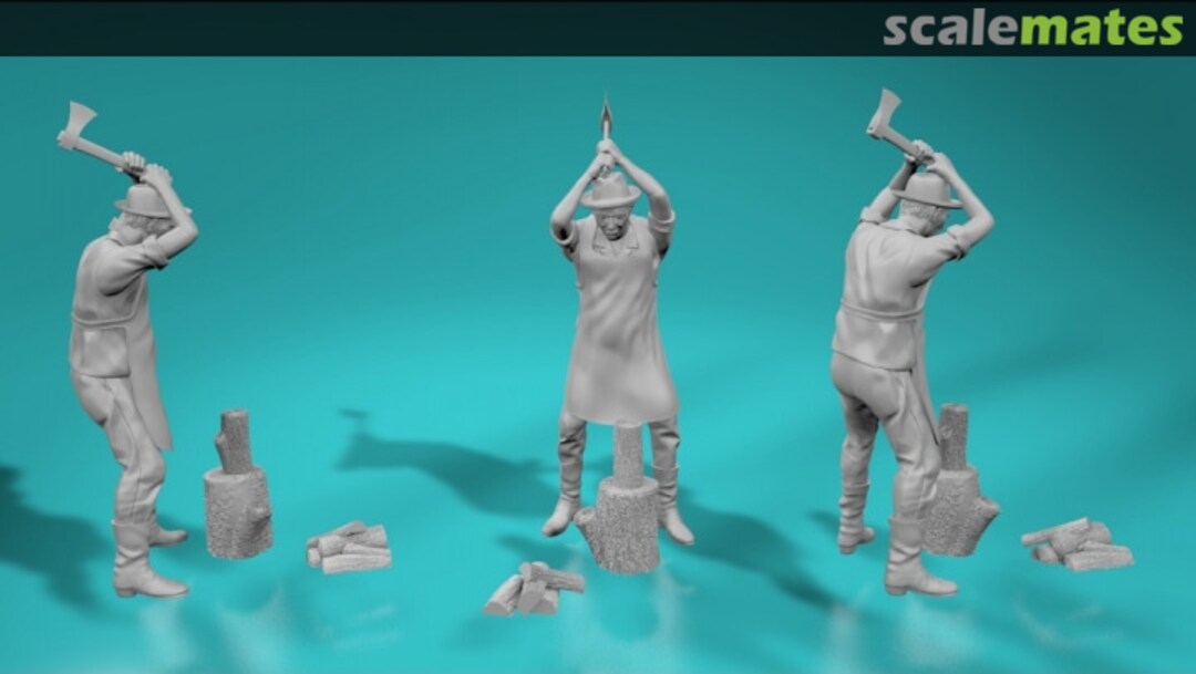 Boxart Worker chopping wood - set 99204705-72 EMP3d Boxart Worker chopping wood - set 99204705-72 EMP3d