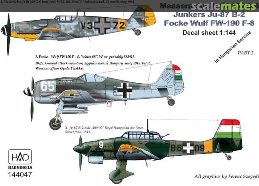 Boxart Decal for Bf 109G-6,Ju-87 B-2,FW 190 F-8 144047 HADmodels Boxart Decal for Bf 109G-6,Ju-87 B-2,FW 190 F-8 144047 HADmodels