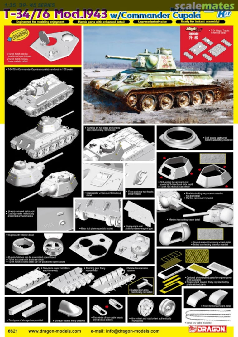 Boxart T-34/76 Mod.1943 w/Commander Cupola 6621 Dragon Boxart T-34/76 Mod.1943 w/Commander Cupola 6621 Dragon