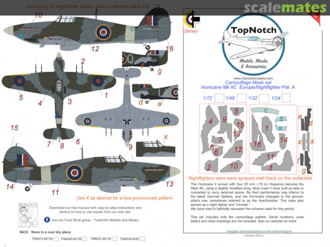 Boxart Hawker Hurricane Mk.IIC/Nightfighter Europe Pattern A TNM48-M135 TopNotch Boxart Hawker Hurricane Mk.IIC/Nightfighter Europe Pattern A TNM48-M135 TopNotch