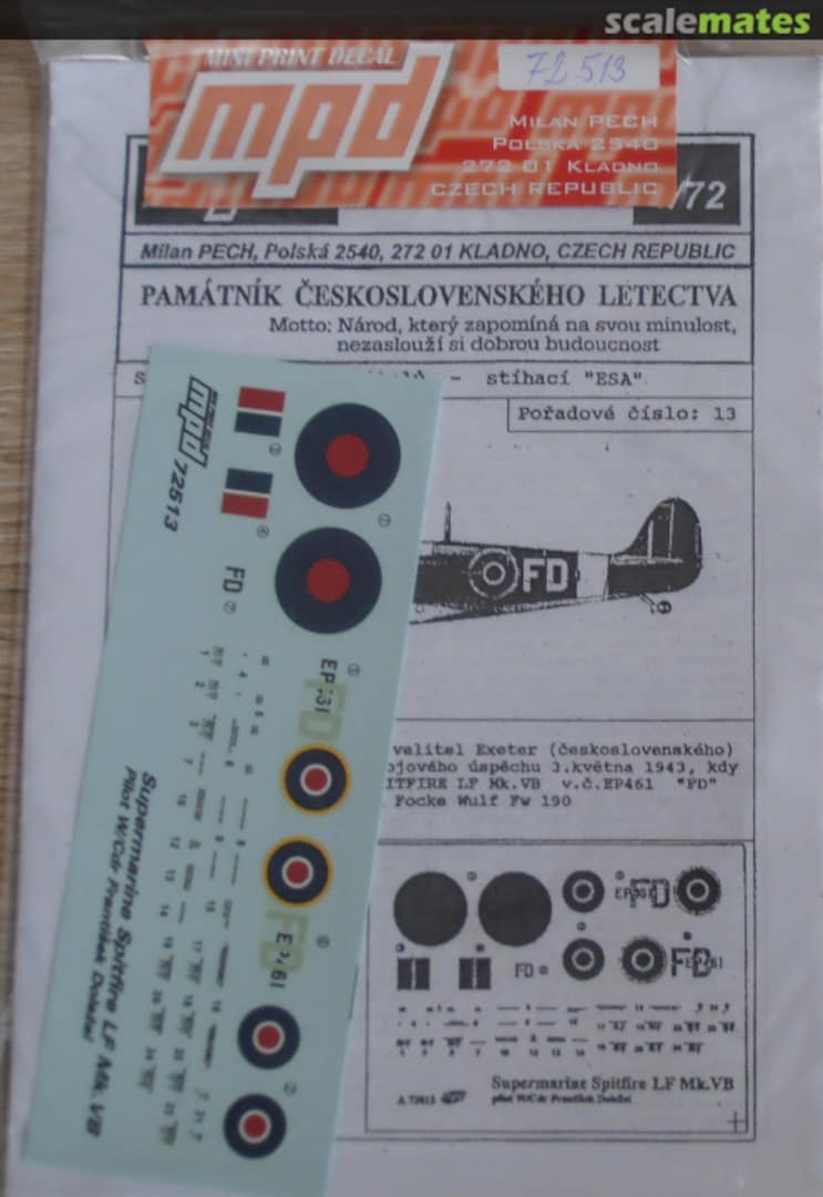 Boxart Spitfire LF Mk.VB 72513 Mini Print Decal