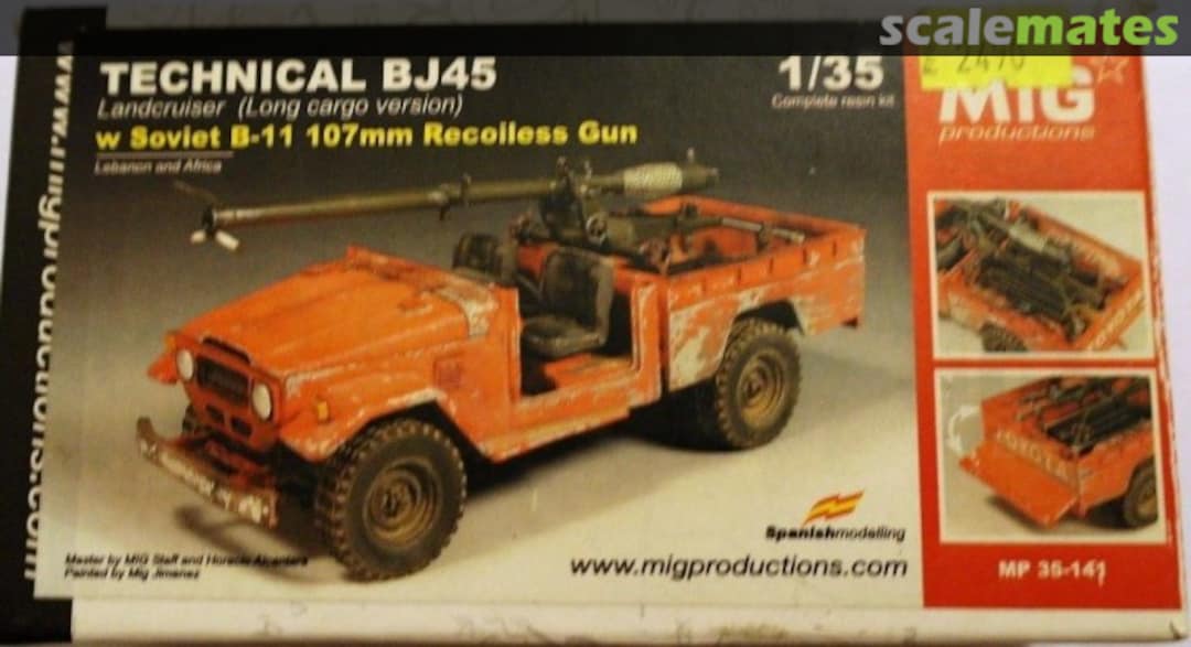 Boxart Technical BJ45 Land Cruiser W/ Soviet B-11 107mm Recoiless Gun MP 35-141 MIG Productions Boxart Technical BJ45 Land Cruiser W/ Soviet B-11 107mm Recoiless Gun MP 35-141 MIG Productions