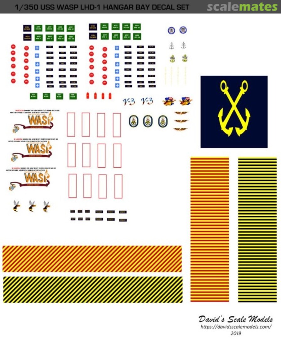 Boxart USS Wasp LHD-1 Hangar Bay Decal Set LHD-1-HB-350 David's Scale Models