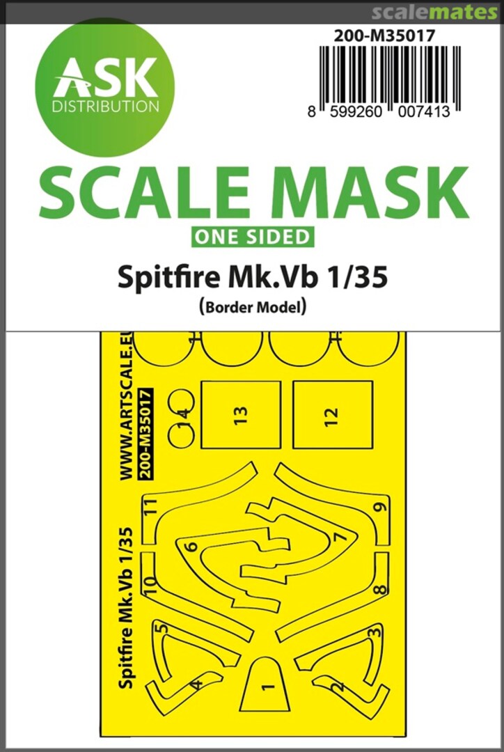 Boxart Spitfire Mk.Vb one-sided express fit painting mask 200-M35017 ASK Boxart Spitfire Mk.Vb one-sided express fit painting mask 200-M35017 ASK