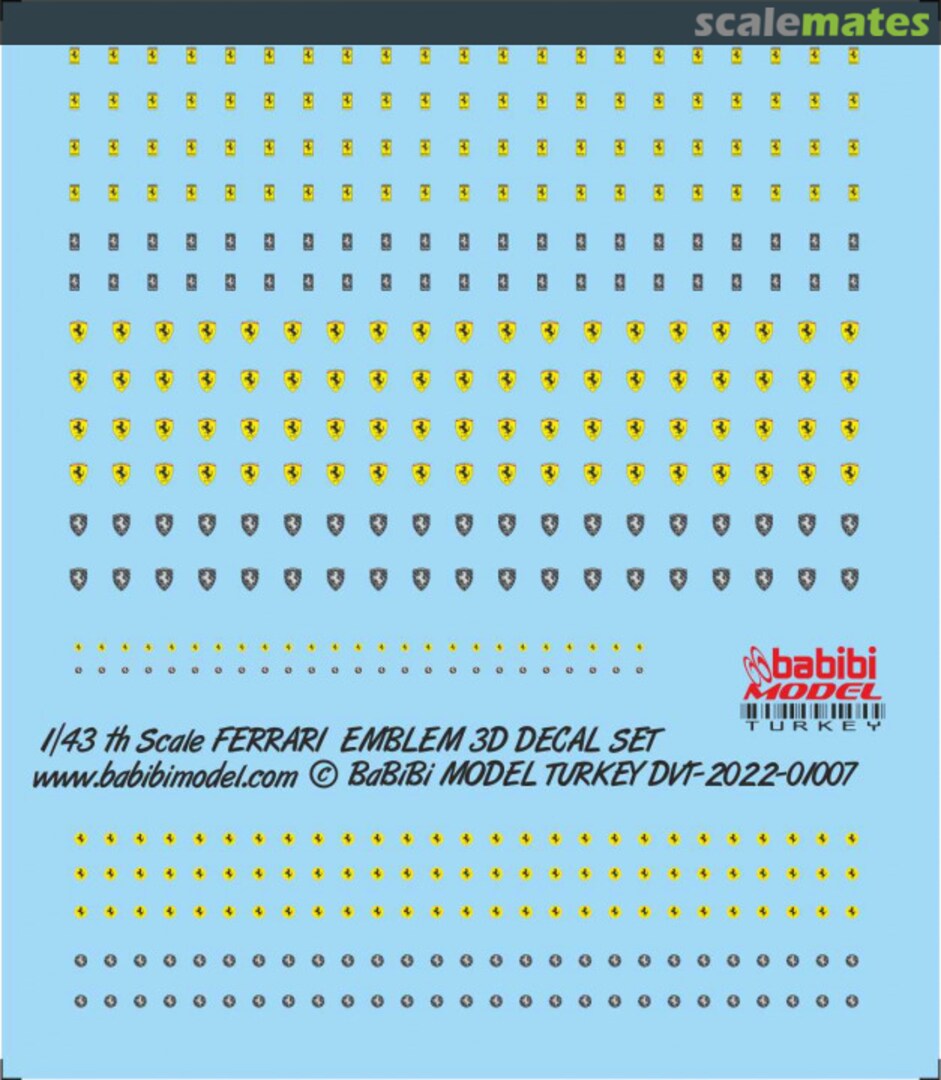 Boxart Ferrari Emblem 3D Decal Set Dvt-01007 Babibi model Boxart Ferrari Emblem 3D Decal Set Dvt-01007 Babibi model
